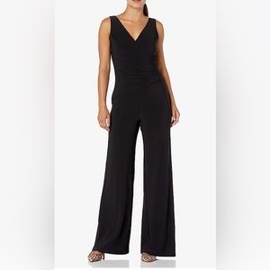 NINE WEST Womens Sleeveless Jumpsuit With Surplus Detail & Asymetrical Bodice